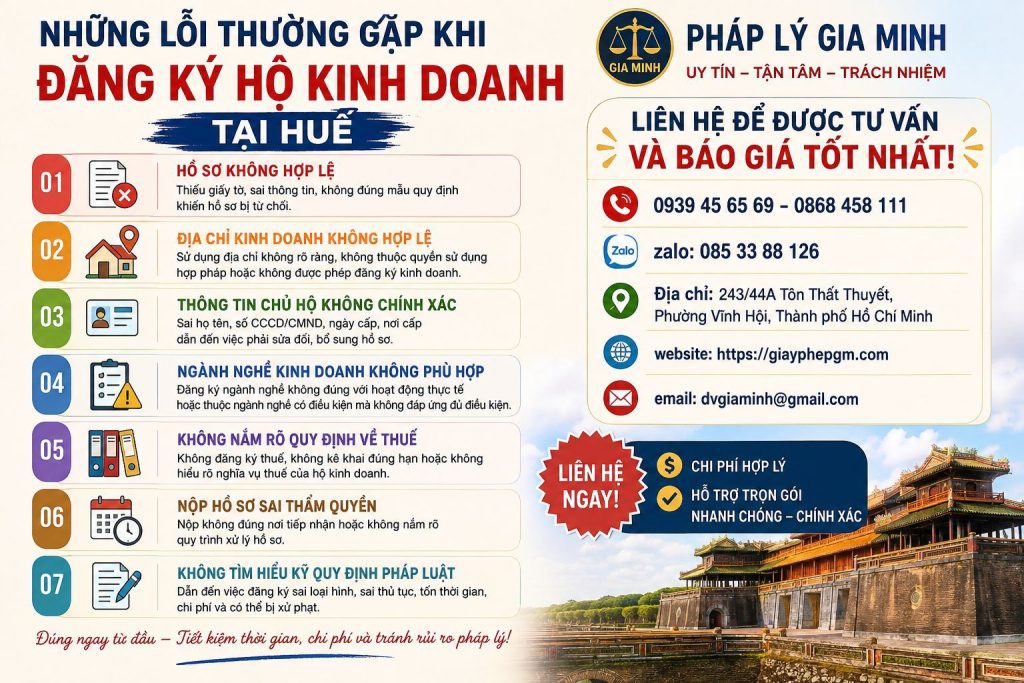 Những lỗi thường gặp khi đăng ký hộ kinh doanh tại Huế