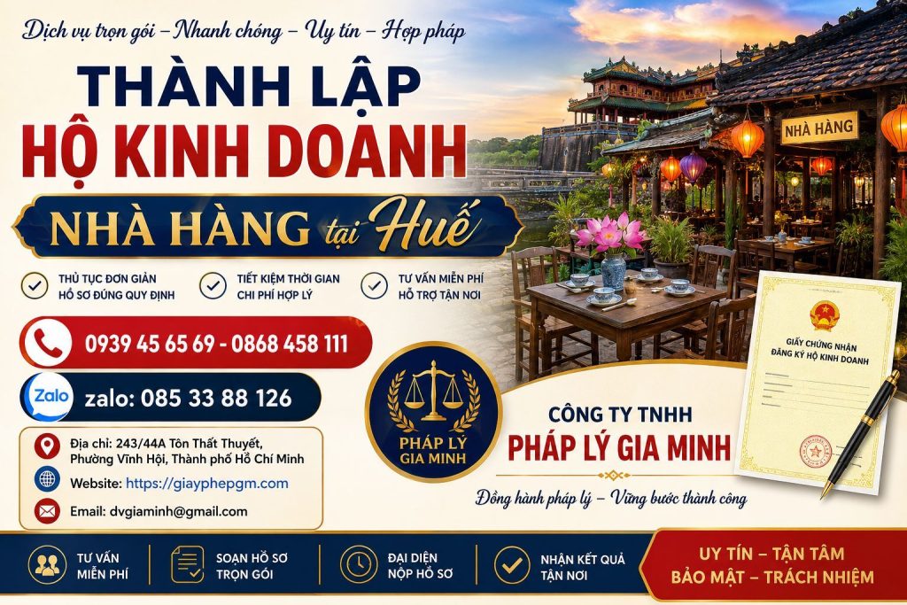 Thành lập hộ kinh doanh nhà hàng tại Huế