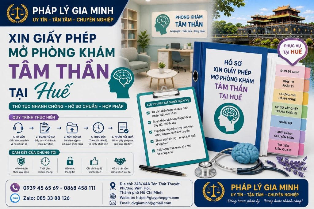 Xin giấy phép mở phòng khám tâm thần tại Huế