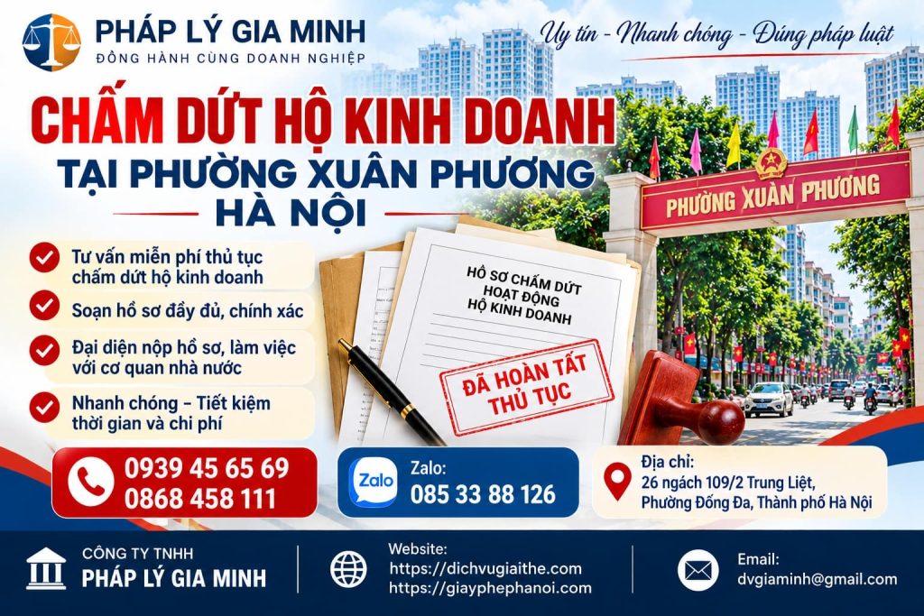 Chấm dứt hộ kinh doanh tại phường Xuân Phương Hà Nội
