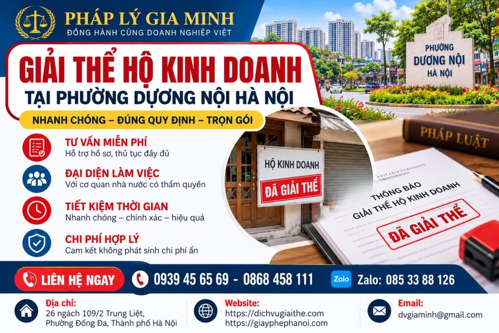 Giải thể hộ kinh doanh tại phường Dương Nội Hà Nội