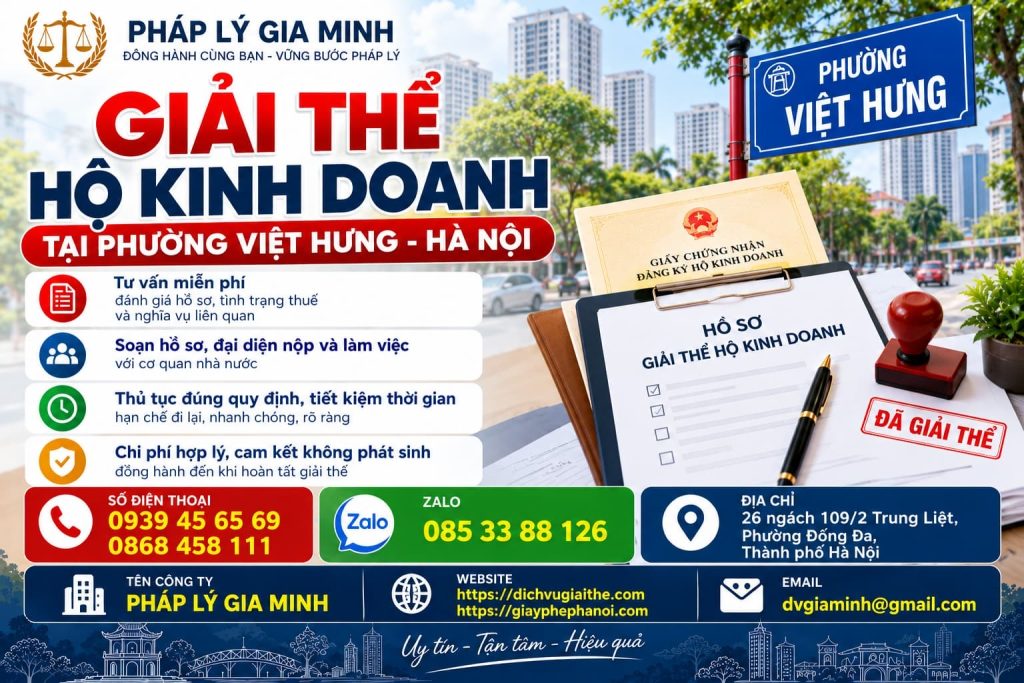 Giải thể hộ kinh doanh tại phường Việt Hưng Hà Nội