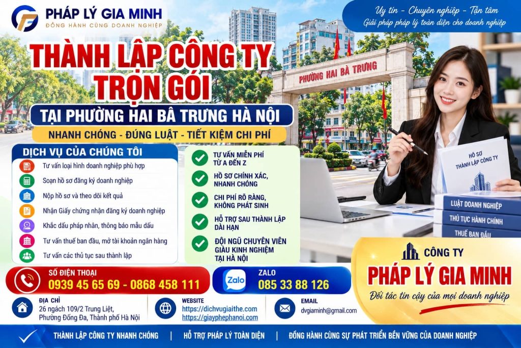 Thành lập công ty trọn gói tại phường Hai Bà Trưng Hà Nội 1 Thành lập công ty trọn gói tại phường Hai Bà Trưng Hà Nội
