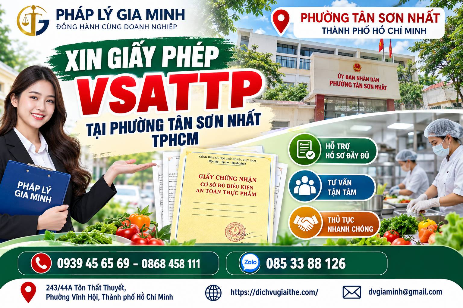 Xin giấy phép VSATTP tại phường Tân Sơn Nhất TPHCM